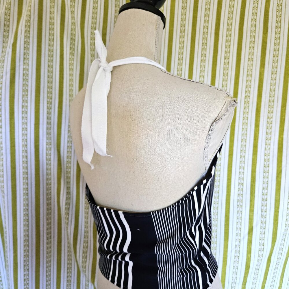 Size M Retro Blue White Striped Halter Top NEW - Picture 7 of 7